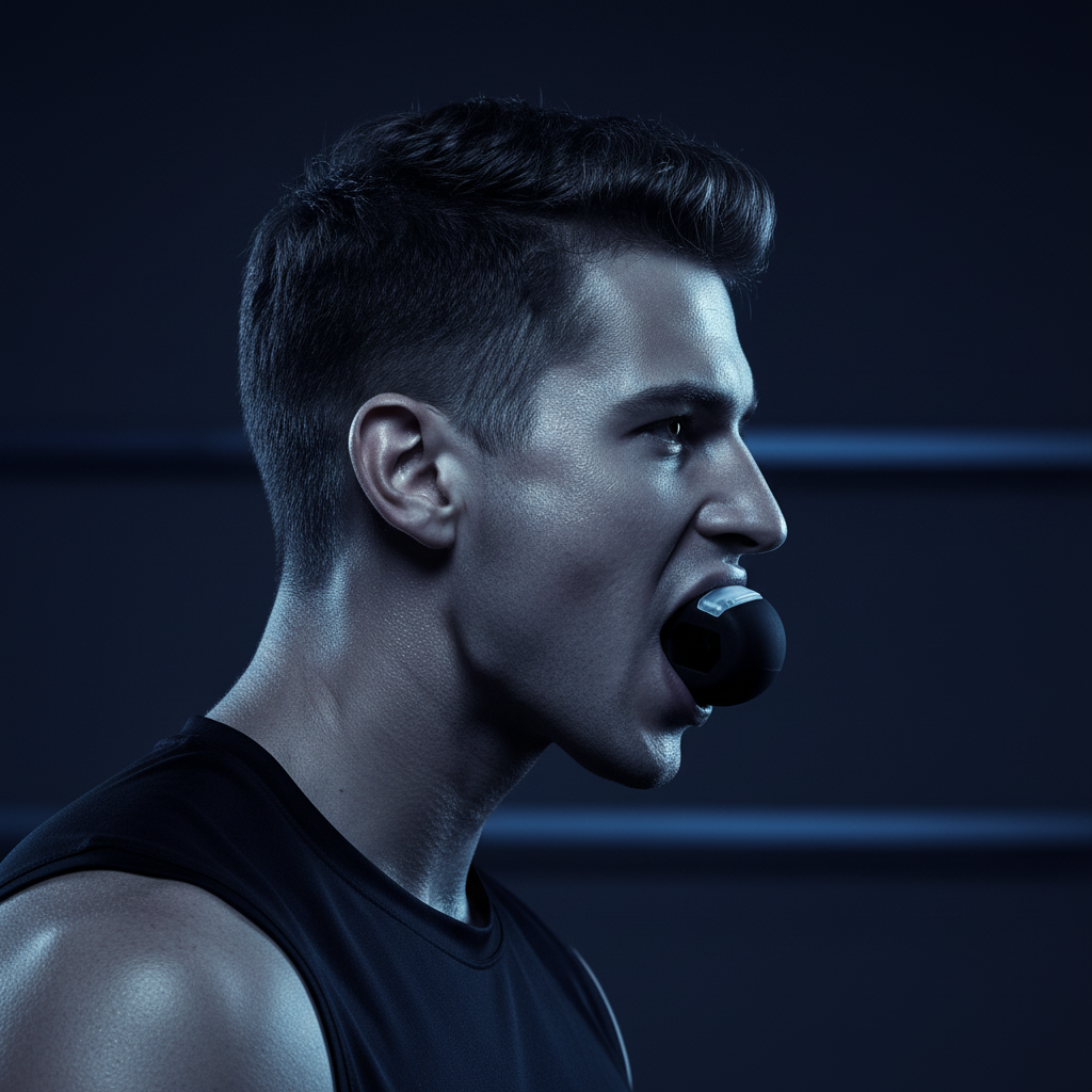 Guy Using Jaw Trainer